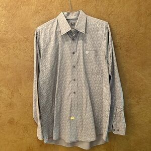 Cinch Men Large long sleeve Button down Shirt Size GrayWhite Rodeo Western Style
